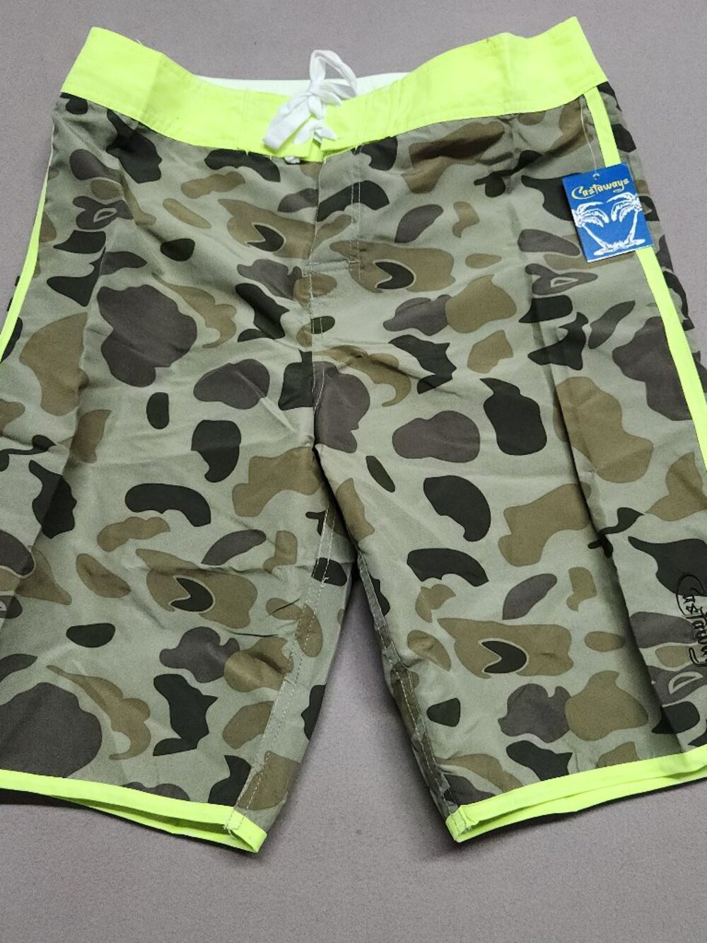 Castaways 71672 Mens Board Shorts 34 L Polyester Swim Trunks Camo Orange 141